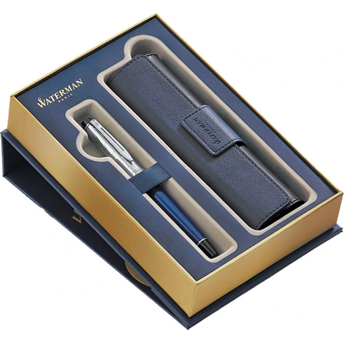 Подарочный набор WATERMAN: ручка перьевая WATERMAN EXPERT DELUXE BLUE CT с чехлом для ручки 1978713